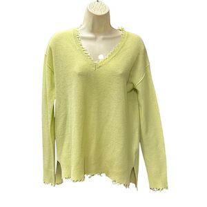 LISA TODD V Neck SWEATER in Lime Green NWT Size Small